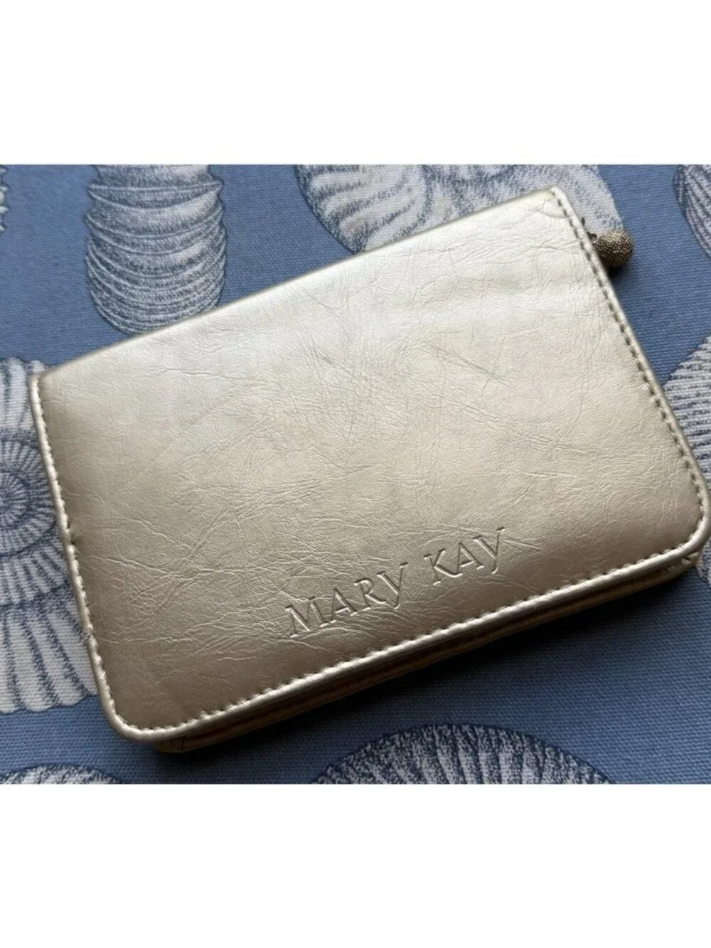 Mary Kay Makeup Cosmetic Bag Brush Case Pouch Zipper Compact Travel Gold